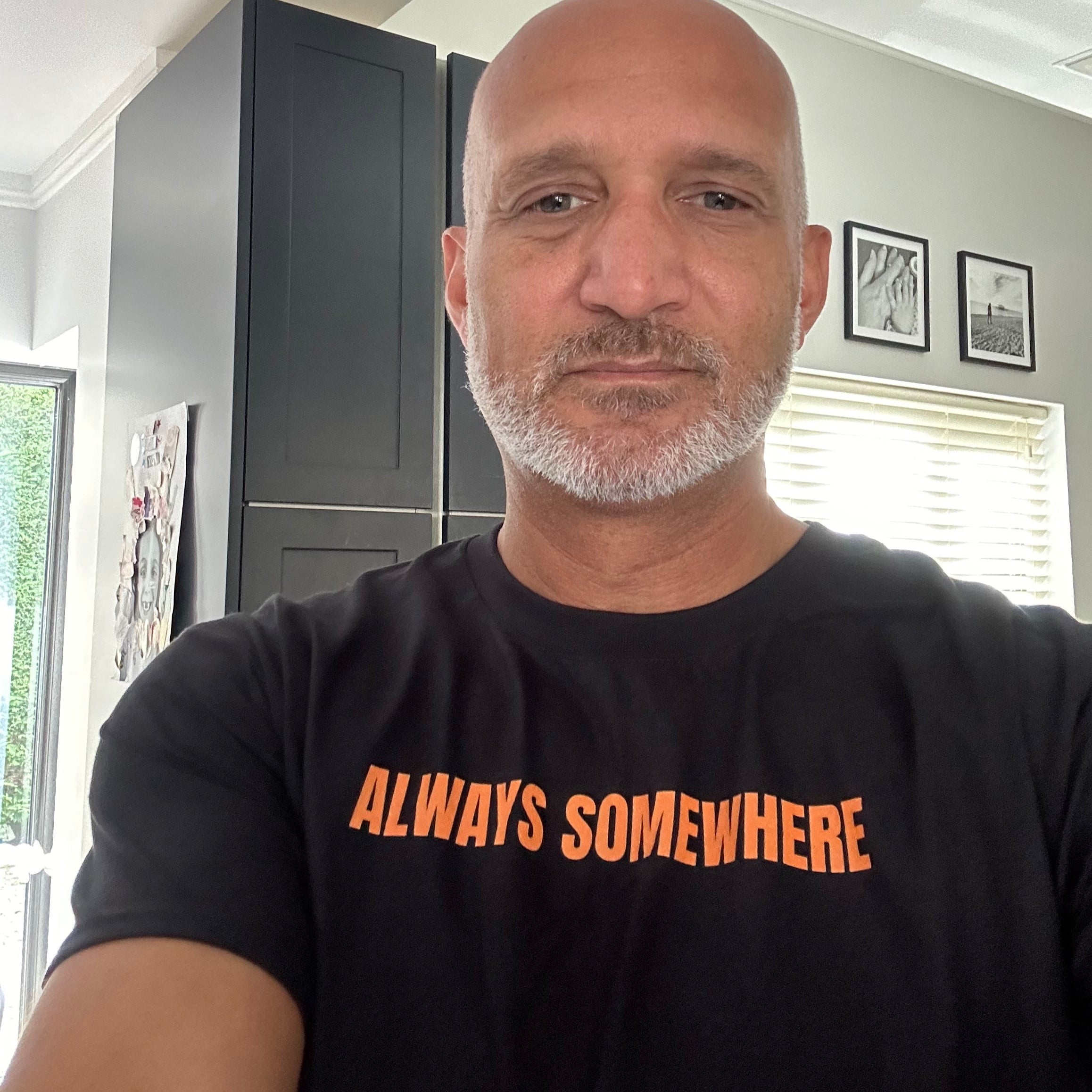 Black "ALWAYS SOMEWHERE" T-SHIRT